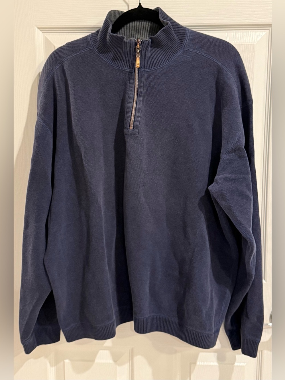 Tommy Bahama Blue 1/4 Zip Pullover Sweater Men’s Large 100% Cotton